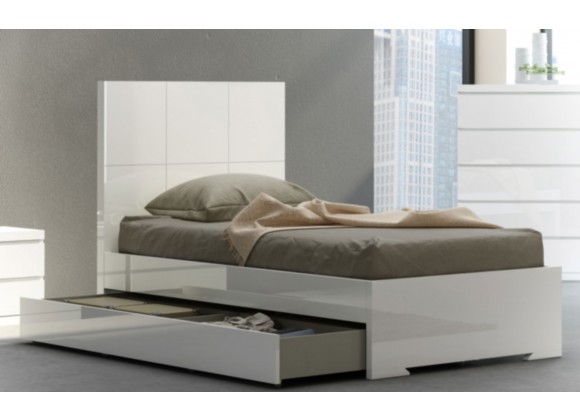 Whiteline Modern Living Anna Twin Bed Trundle In High Gloss White - Lifestyle