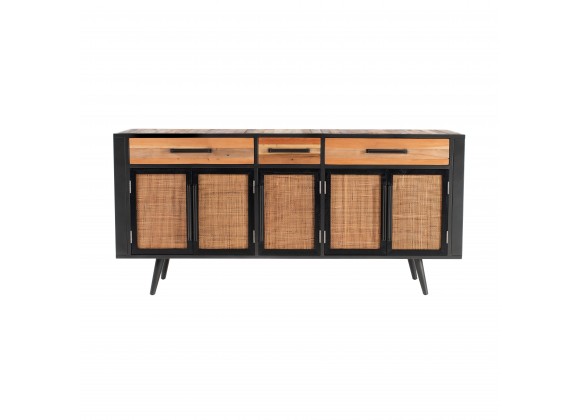 Nova Solo Nordic Rattan Boat Wood & Iron Buffet - 5 Doors, 3 Drawers - Front Angle