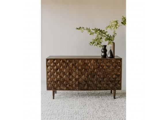 Moe's Home Collection Pablo 3-Door Sideboard - Brown -Lifestyle
