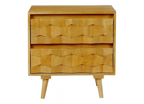 Moe's Home Collection O2 Two Drawer Nightstand Light Golden - Front Angle