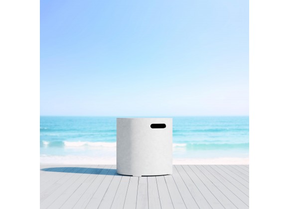 Azzurro Living Cabo Tank Cover Side Table With White Rock Concrete Frame And White Rock Concrete - Lifestyle