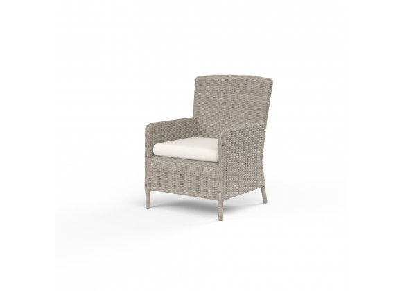 Manhattan Dining Chair in Linen Canvas w/ Self Welt - Front Side Angle