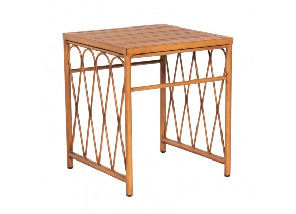 Woodard Cane Side Table with Slatted Top - Angled