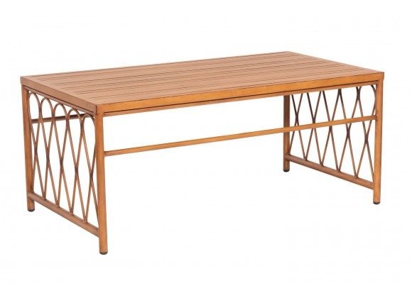Woodard Cane Coffee Table with Slatted Top - Angled