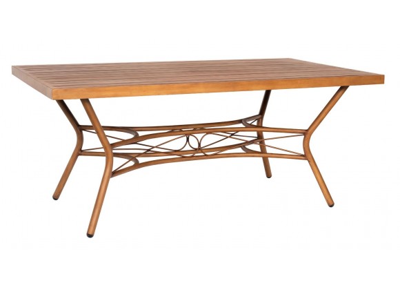 Woodard Rectangular Slatted Top Umbrella Dining Table