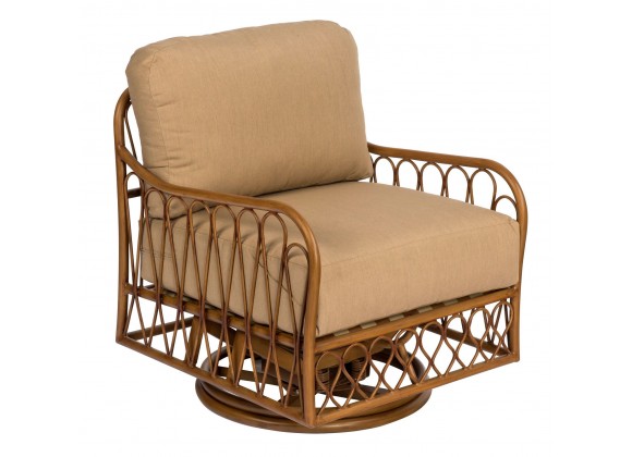 Woodard Cane Swivel Rocking Lounge Chair - Angled