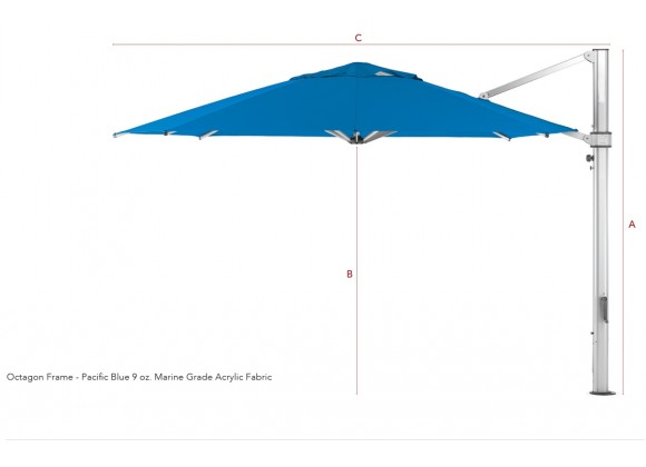 10' Square Cantilever Umbrella - 9 oz Marine Grade Acrylic