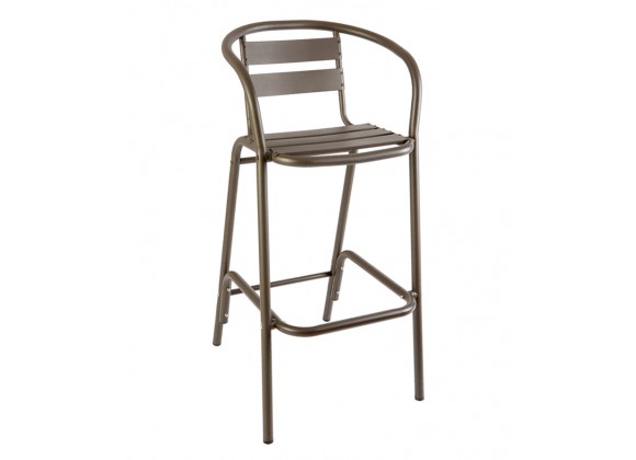Capri Arm Barstool - Powder Coated Aluminum - Bronze/Soft Gray