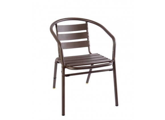 Capri Stacking Armchair - Powder Coated Aluminum - Bronze Gray