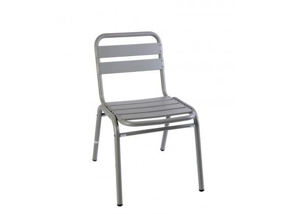 Capri Stacking Side Chair - Powder Coated Aluminum - Soft Gray