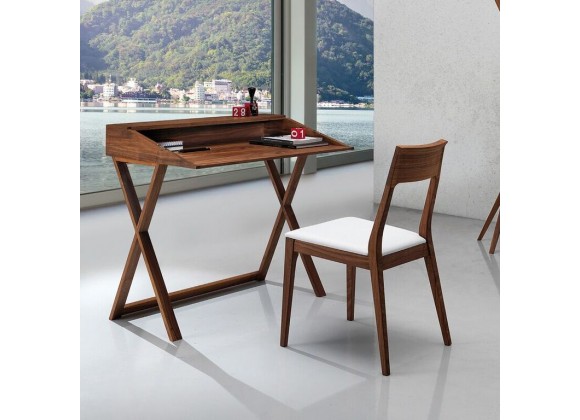 Capri Dining Chair In Solid Walnut And White 