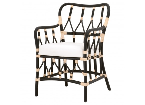 Essentials For Living Caprice Arm Chair in Black Rattan - Angled