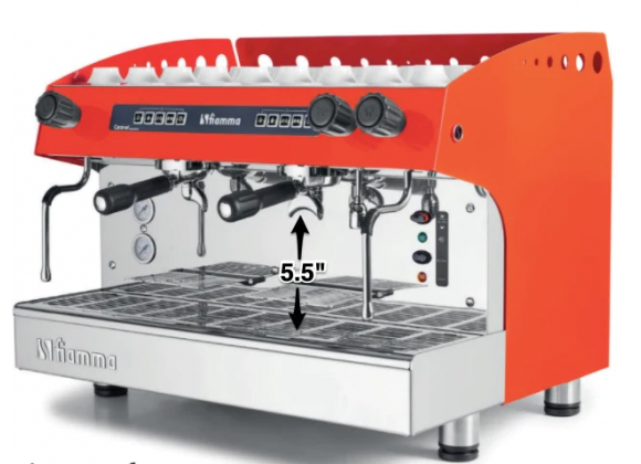 La Pavoni Fiamma "Caravel" 2 Group Direct Water Line Espresso Machine In Red - Angled