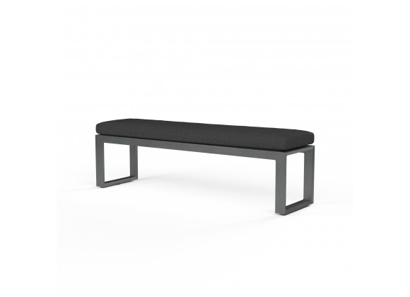 Redondo Dining Bench in Spectrum Carbon, No Welt - Front Side Angle