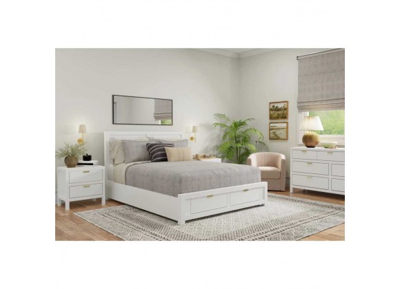 Carmel Queen Storage Bed, White - Lifestyle