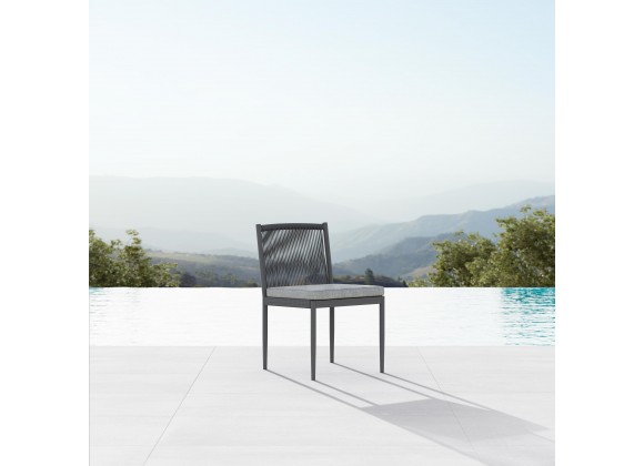Azzurro Catalina Armless Dining Chair With Matte Charcoal Aluminum Frame And Ash All-Weather Rope - Lifestyle