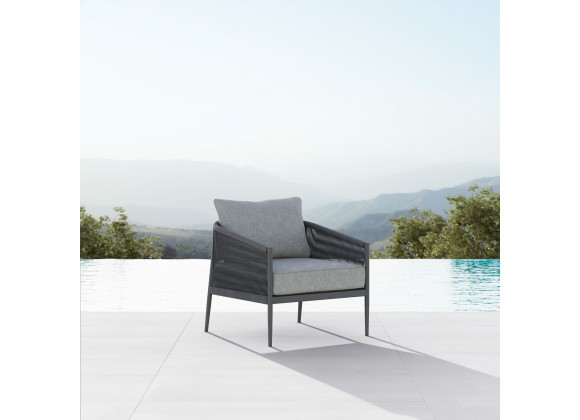 Azzurro Catalina Club Chair In Matte Charcoal Frame and Fog Cushion - Lifestyle