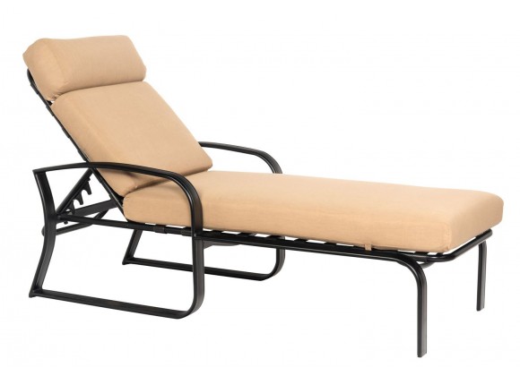 Woodard Cayman Isle Cushion Adjustable Chaise Lounge - Angled