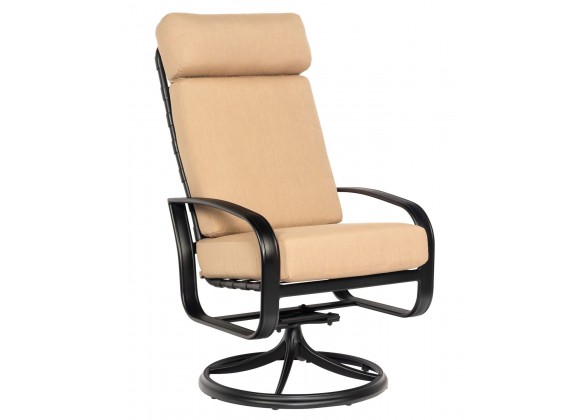 Woodard Cayman Isle Cushion High Back Swivel Rocking Dining Armchair - Angled