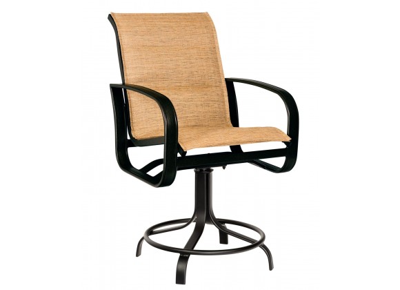 Woodard Cayman Isle Padded Sling Swivel Counter Stool