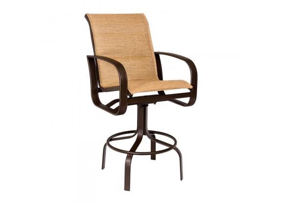 Woodard Cayman Isle Sling Swivel Bar Stool - Angled