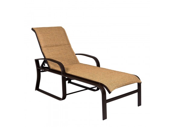Woodard Cayman Isle Padded Sling Adjustable Chaise Lounge - Angled