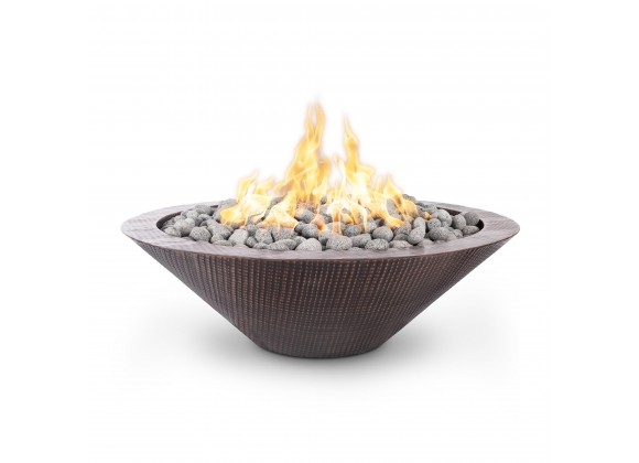 The Outdoor Plus Cazo 48" Copper Narrow Ledge Fire Pit - Match Lit 