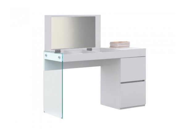 Casabianca IL VETRO Vanity In High Gloss White Lacquer And Mirror With Clear Glass