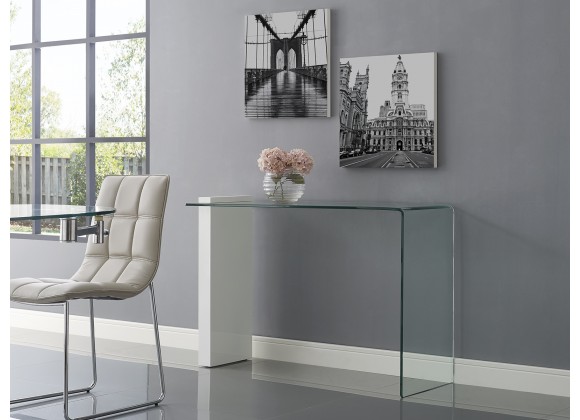 Casabianca BUONO Console Table In High Gloss White Lacquer With Clear Glass - Lifestyle
