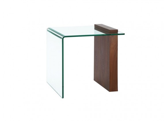 BUONO Walnut Veneer Glass End Table