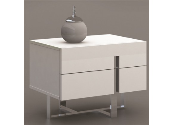 Casabianca Collins White Lacquer Nightstand / End Table - Lifestyle