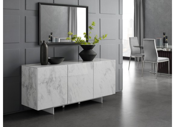 Casabianca STONE Buffet-server In White Marbled Glass - Lifestyle