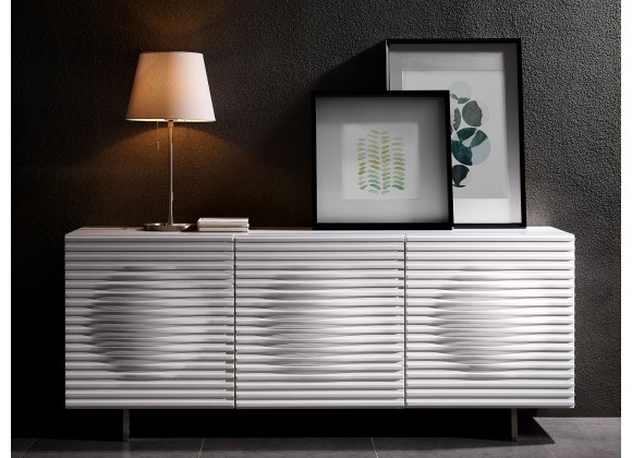 MOON Buffet-server In High Gloss White Lacquer With Brushed Stainless Steel - Lifestyle 2