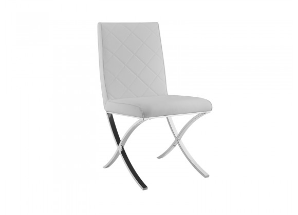 Casabianca LOFT Dining Chair In White Pu-leather With Stainless Steel Base - Single