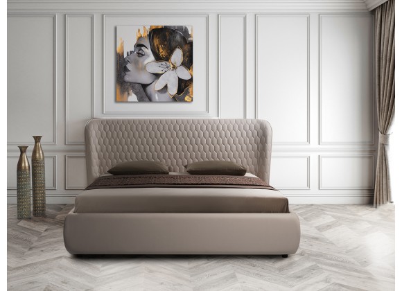 Casabianca Home AGOURA King Size Bed In Taupe Pu With Storage - Lifestyle