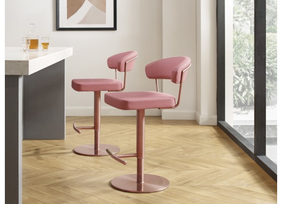 Casabianca FAIRMONT Bar Stool With Brushed Stainless Steel Base in Dusty Pink - Lifestyle