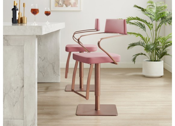 Casabianca HARBOR Bar Stool In Dusty Pink With Brushed Stainless Steel Base - Lifestyle
