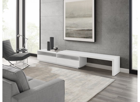 Casabianca CELINE Entertainment Center In White Matte Painted Top And Walnut Veneer Bottom Unit - Lifestyle