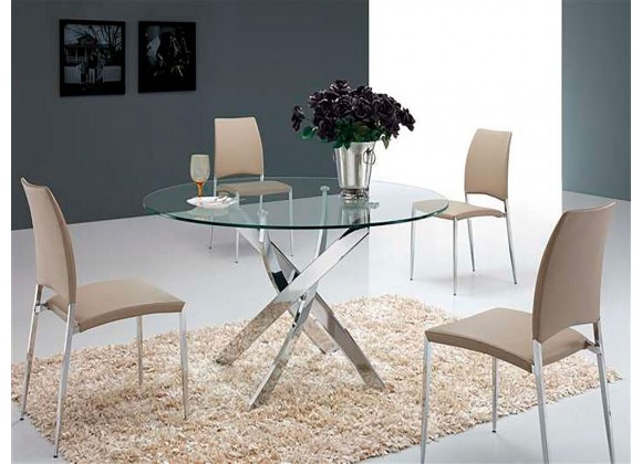 GALAXY Chrome / Clear Glass Dining Table - Lifestyle