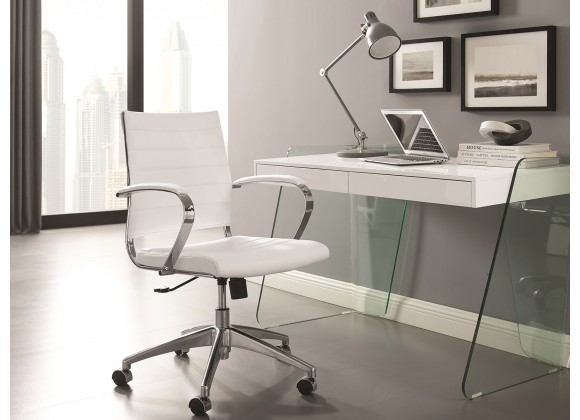 Casabianca LINEA Office Chair In White PU-leather With Chrome Plated Base - Lifestyle