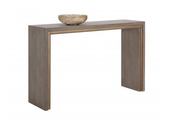 Sunpan Hilbert Console Table - Front Side Angle with Decor