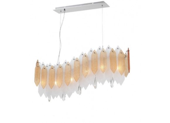 ZEEV Lighting Stratus Chandelier - Chrome With Amber & Frosted Glass