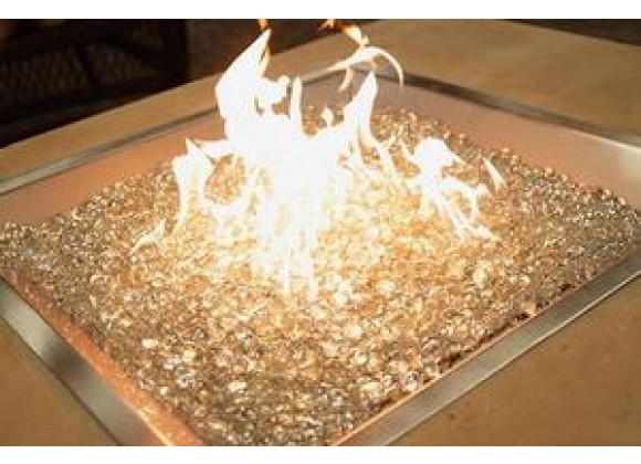 Outdoor Greatroom Company 24" X 24" Square Crystal Fire Burner - Lit