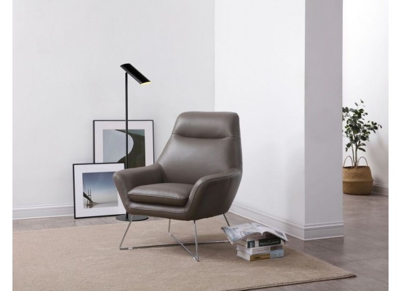Daiana Chair Dark Gray Top Grain Italian Leather And Stainless Steel Legs - Lifestyle