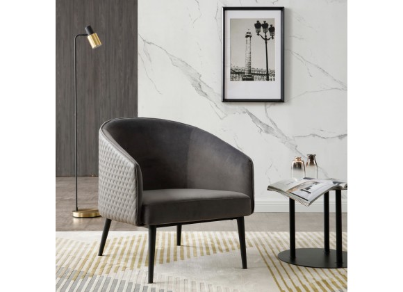 Whiteline Modern Living Boston Leisure Chair In Grey Velvet Fabric - Lifesytle