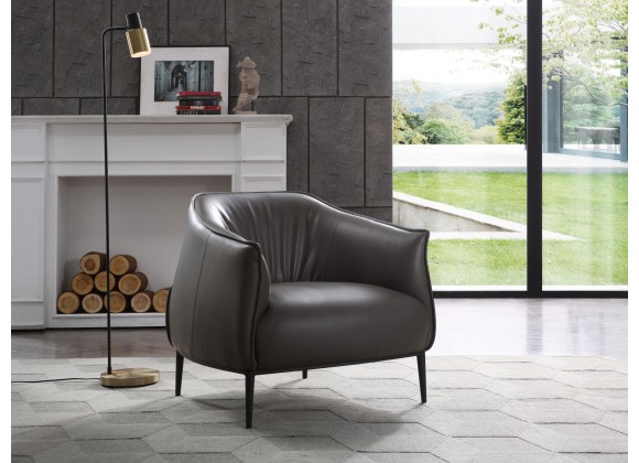 Whiteline Modern Living Benbow Leisure Chair In Dark Grey Faux Leather - Lifestyle
