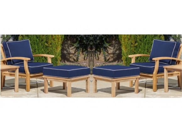 Tortuga Outdoor 4Pc Teak Chair & Ottoman-Navy