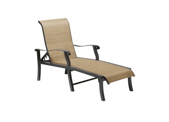 Woodard Cortland Sling Adjustable Chaise Lounge - Angled
