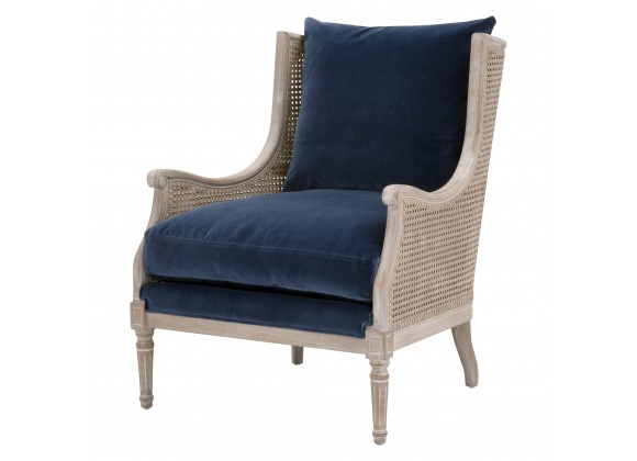  Essentials For Living Churchill Club Chair in Denim Velvet - Front Side Angle