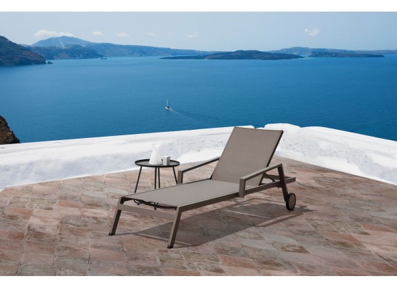 Whiteline Modern Living Bondi Outdoor Chaise Lounge in Aluminium Taupe Color - Lifestyle
